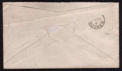 view larger back view of image for 1d Red from Plate 196 lettered 'S-A' on a small envelope cancelled with a COLERAINE (Ireland) duplex dated FE 23 78 to BANGOR - NORTH WALES. Ususual destination from Ireland