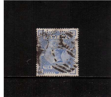 view larger image for SG 183a (1883) - 10/- Pale Ultramarine. A good sound used stamp with a reasonable cancel PERFINED ''HSB'' probably for Hong Kong and Shanghai Bank. SG Cat £475
<br/><b>QAB</b>