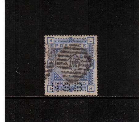 view larger image for SG 183 (1883) - 10/- Ultramarine. A good sound used stamp with a reasonable cancel PERFINED ''HSB'' probably for Hong Kong and Shanghai Bank.<br/>SG Cat £475
<br/><b>QAB</b>