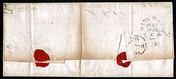 view larger back view of image for 2d Deep Full Blue. Two singles from Plate 3 lettered 'O-F' and 'N-G', one four margins the othe three on a large entire LONDON to WHITEHAVEN