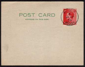 view larger back view image for Edward 7th 1d on an unaddressed Post Card cancelled with an upright steel CDS for RUISLIP, MIDDX dated 14 SP 36 SG Cat �170