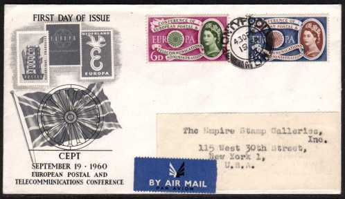 view larger back view image for EUROPA set of two on a illustrated FDC cancelled with a single PONTYPOOL CDS with typed address on gummed label