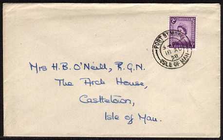 view larger back view image for ISLE of MAN - 3d Deep Lilac on a plain hand addressed cover.