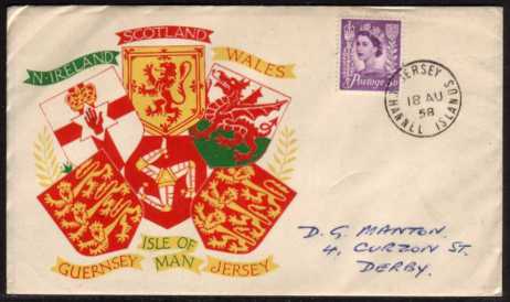view larger back view image for JERSEY - 3d Deep Lilac on a colour illustrated FDC with neat hand written address.