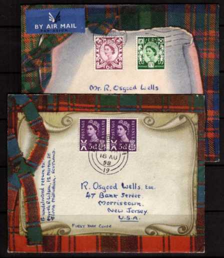 view larger back view image for SCOTLAND - Matched pair of full colour DCS's one bearing a pair of 3d's and the other 6d and 1/3d. Pretty and unusual as a pair