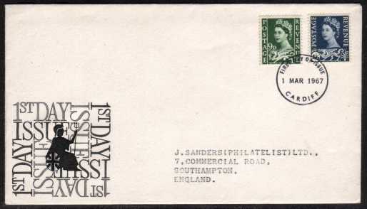 view larger back view image for SCOTLAND 9d and 1/6d on illustrated FDC with neat typed address cancelled with GLASGOW FDI.