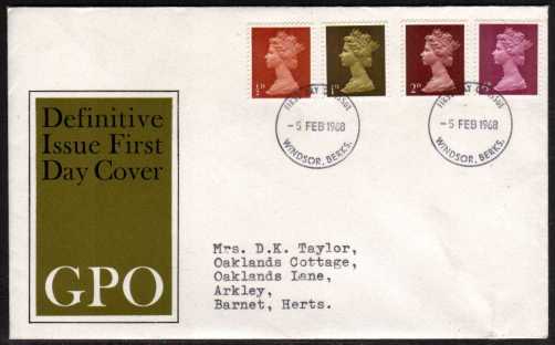 view larger back view image for Machin - �d 1d 2d 6d on illustrated typed address FDC cancelled with two strikes of the WINDSOR - BERKS FDI's