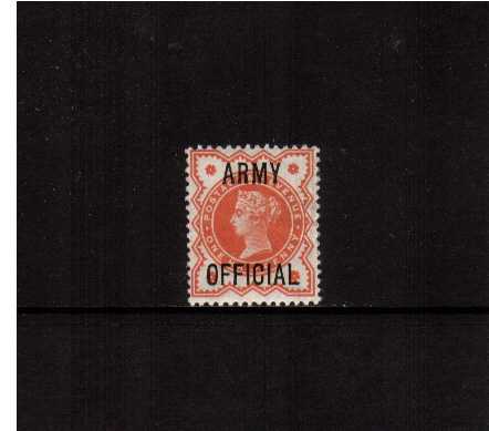 view larger image for SG O41 (1896) - �d Vermilion overprinted 'ARMY OFFICIAL' lightly mounted mint. SG Cat �5