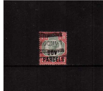 view larger image for SG O71 (1892) - 4�d Green and Carmine with good colour overprinted 'GOVT PARCELS' good fine used. SG Cat �200