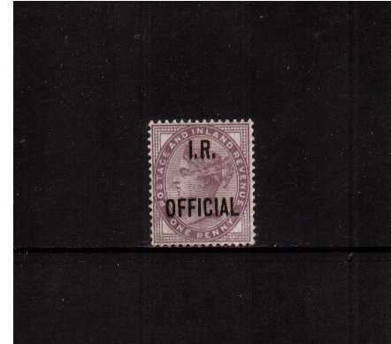 view larger image for SG O3 (1882) - 1d Lilac overprinted 'I.R. OFFICIAL' Fine Lightly mounted mint . SG Cat �4.50