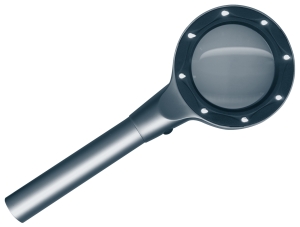 view larger image for Ill Mag () - Illuminated Aluminium Magnifier<br/><br/> 8 white LEDs inclding batteries. 2,5 x magnification. Lens made of optic glass. Diameter 55 mm<br/> Illumination adjustable in two settings (4/8LEDs). Comes in padded case.