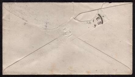 view larger back view of image for 1d Red from Plate 158 lettered 'T-H' on small neatly addressed envelope (with small part of back flap missing) from LONDON dated SP 2 76 to LEWES - SUSSEX.