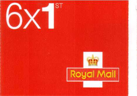 British Stamps Self Adhesive Booklets Item: view larger image for SG MB12 (2013) - 6x 1st Class Vermilion - Walsall<br/>
Containing Security Machins - U2968d