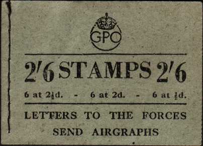 British Stamps George 6th Booklets Item: view larger image for SG BD18-13 (1943) - 2/6d Booklet<br/>
Dated September 1944