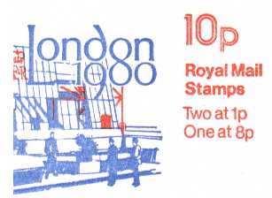 British Stamps QE II Folded Booklets Item: view larger image for SG FA10 (1979) - 10p Booklet -  'LONDON 1980' Dated inside 'August 1979'