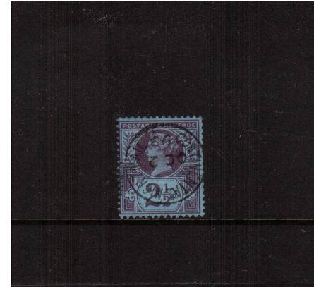 view larger image for SG 201 (1887) - 2½d Purple on Blue<br/>
A superb fine used stamp cancelled with a small steel CDS for CONTINENTAL NIGHTMAIL dated OC 2 93
