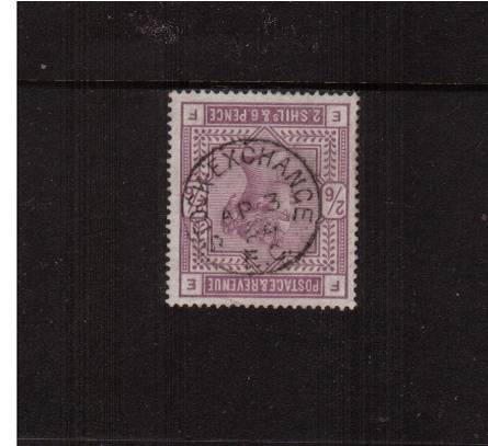 view larger image for SG 178 (1883) - 2/6d Lilac lettered ''E-F''<br/>
A superb fine cancelled with a STOCK EXCHANGE - E.C. CDS dated AP 3 89. A gem!
<br/>SG Cat £160+50%=£240
<br/><b>J2016</b>