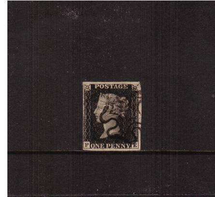 view larger image for SG 2 (1840) - 1d Black from Plate 5 lettered ''F-E''<br/>
A lovely four  margined stamp cancelled with a crisp Black Maltese Cross clear of profile

<br/><b>J2016-1840</b>