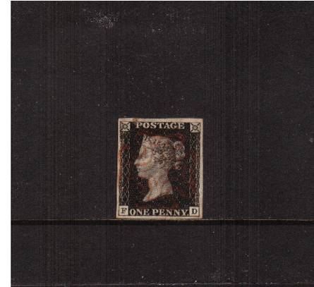 view larger image for SG 2 (1840) - 1d Black from Plate 5 lettered ''F-D''<br/>
A lovely four margined stamp with a crisp impression cancelled with a light Brownish Red Maltese Cross  cancel.

<br/><b>J2016-1840</b>