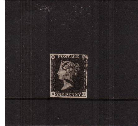 view larger image for SG 2 (1840) - 1d Black from Plate 1b lettered ''R-G''<br/>
A lovely four  margined stamp cancelled with a Black Maltese Cross clear of profile.

<br/><b>J2016-1840</b>