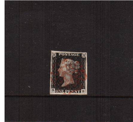 view larger image for SG 2 (1840) - 1d Black from Plate 1b lettered ''S-B''<br/>

A fine four large margined stamp cancelled with a light Red Maltese Cross cancel. Very pretty!




<br/><b>J2016-1840</b>