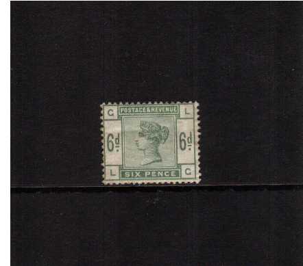 view larger image for SG 194 (1884) - 6d Green lettered 'L-G'<br/>in a deep green shade with a minor gum crease.<br/>SG Cat £625