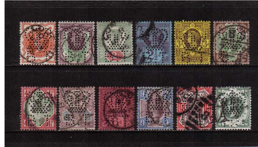 view larger image for SG 197-211 (1887) - Jubilee Set of Twelve all perfined 'BT and CROWN' for BOARD of TRADE. This Official is ignored by SG but is listed in some European catalogues. A very rare set!