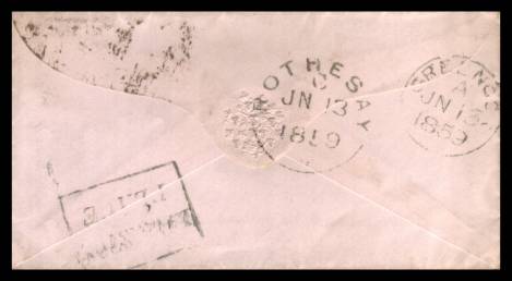 view larger back view of image for 1d Red ''Stars'' lettered ''S-B'' on a small neat complete envelope cancelled with  POSTED AFTER 7 EDINBURGH handstamp cancelled JN 12 59<br/><b>XZX</b>
