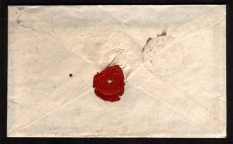view larger back view of image for 1d Red ''Stars'' lettered ''J-H'' on a tiny complete envelope with contents cancelled with a LONDON E.C. Duplex dated JU 6 62 to RUTLAND GATE - LONDON 
<br/><b>XZX</b>