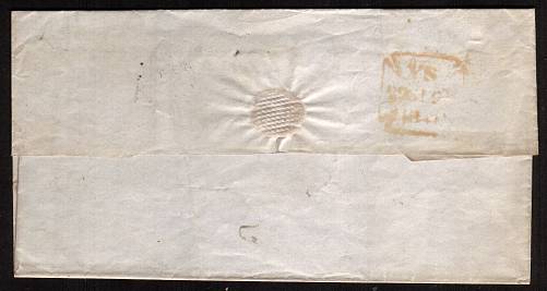 view larger back view of image for 1d Red lettered ''E-L'' with four clear marginas on an entire cancelled with a LONDON Maltese Cross to WATFORD dated inside SEPT 29 1841. 
<br/><b>XZX</b>