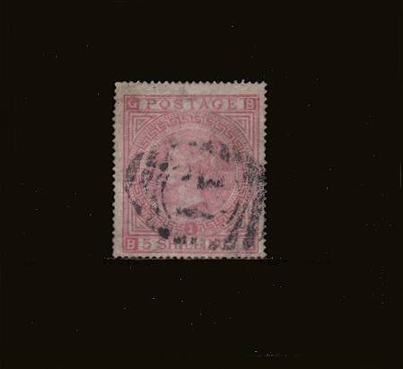 view larger image for SG 127 (1867) - 5/- Pale Rose from Plate 1 lettered ''B-G''<br/>
A good lightly cancelled stamp with no faults.<br/>SG Cat £675
<br/><b>QQC</b>