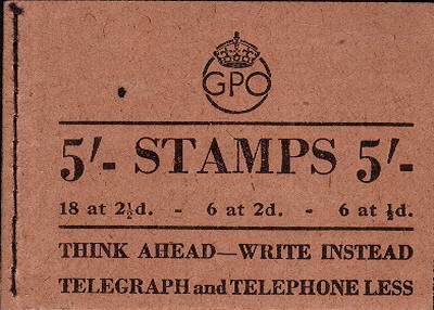 British Stamps George 6th Booklets Item: view larger image for SG BD28-9 (1943) - 5/- Booklet<br/>
Dated November 1944
<br/><b>QJK</b>