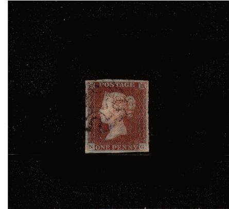 view larger image for SG 7 (1841) - 1d Deep Red-Brown from Plate 2 lettered ''N-G''<br/>A stunning fing used stamp with four large margins.<br/>Pretty stamp!<br/>SG Cat £325
<br/><b>QBQ</b>