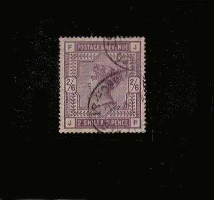 view larger image for SG 178 (1883) - 2/6d Lilac lettered ''J-F''<br/>
A good fine used single<br/>
SG cat £160 
<br/><b>QBQ</b>