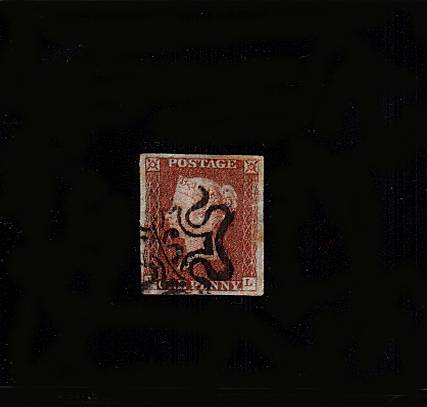 view larger image for SG 8m (1841) - 1d Red Brown <br/>
cancelled with an upright Maltese Cross with a number '6' in centre. A great four margined stamp but with faults.<br/>SG Cat £160<br/><b>QEQ</b>
