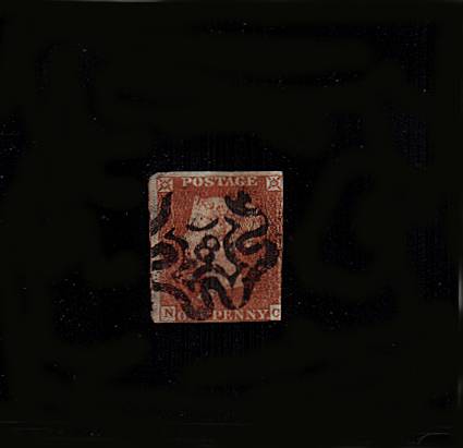 view larger image for SG 8m (1841) - 1d Red Brown lettered 'N-C'<br/>
cancelled with a near upright Maltese Cross with a number '8' in centre. A two margined stamp.<br/>SG Cat £160<br/><b>QEQ</b>
