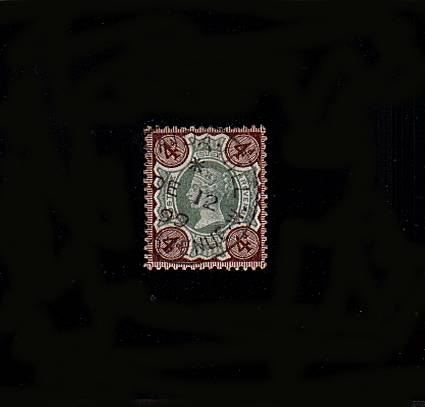 view larger image for SG 205a (1887) - 4d Green and Deep-Brown<br/>
A superb fine used stamp with a short perf at top cancelled with a CDS dated DE 12 99
<br/>SG Cat £18
<br><b>QBQ</b>