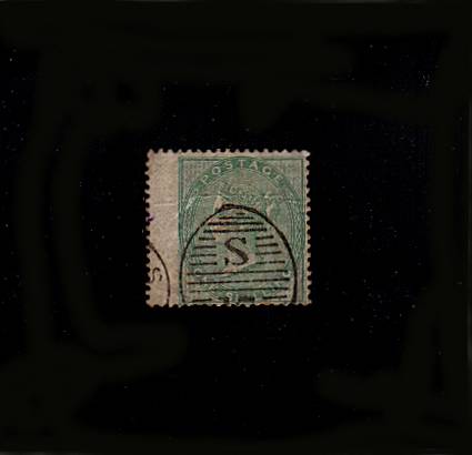 view larger image for SG 72 (1856) - 1/- Green<br/>
A superb fine used wing margined<br/>stamp with a horizontal paper wrinkle.<br/>
SG Cat £350
<br><b>QBQ</b>