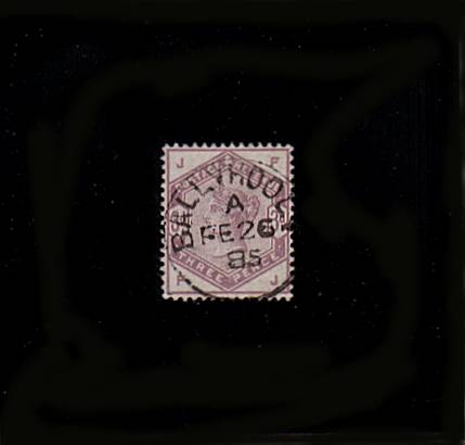 view larger image for SG 191 (1883) - 3d Lilac lettered ''F-J''
<br/>A stunning superb fine used stamp cancelled with a BALLYHOOLY (Ireland) upright steel CDS dated FE 26 85. Note: The current population is only 475!! A very rare cancel!
<br/>SG Cat £100+100%=£200
<br><b>QBQ</b>