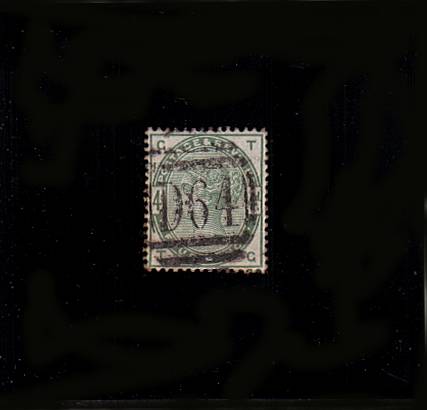 view larger image for SG 192 (1883) - 4d Green lettered ''T-G''.<br/>
A good used stamp with good colour cancelled with a ''D64'' for KIRBY MOORSIDE (Yorkshire)
<br/>SG Cat £210
<br><b>QBQ</b>