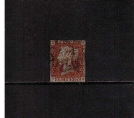 view larger image for SG 8var (18411) - 1d Red-Brown lettered 'C-D' <br/>with four close margins cancelled with a Maltese Cross and part upright POULTON PENNY POST cancel in BROWN.