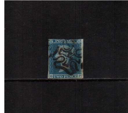 view larger image for SG 14f (1841) - 2d Blue from Plate 3 lettered 'O-F'<br/>Cancelled with a number '12' Maltese Cross with a tiny fault. SG Cat £550