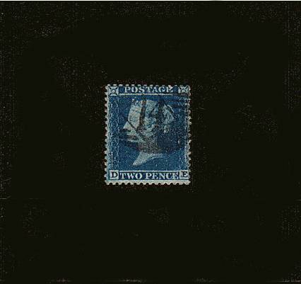 view larger image for SG 34 (1855) - 2d Blue from Plate 6 - Large Crown - Perf 14<br/> 
Lettered ''D-E''. A good lightly used stamp cancelled with a LONDON ''14'' for LEYTON.
<br/>SG Cat £70
<br><b>QQQ</b>