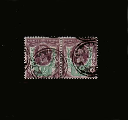 view larger image for SG 198 (1887) - 1½d Dull Purple and Pale Green<br/>
A superb used horizontal pair with the unofficial famous <b>''BALTASOUND''</b> cancellation used for the largest settlement on Unst Island part of the Shetland Islands.
<br/><b>QJL</b>
