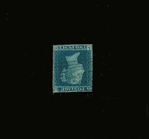 view larger image for SG 14Wi (1841) - 2d Blue from Plate 3 lettered ''L-C''<br/>A good four margined very lightly used stamp very clearly showing,<br/>without need of fluid <b>WATERMARK INVERTED.<br/>SG Cat £875
<br/><b>QQP</b>