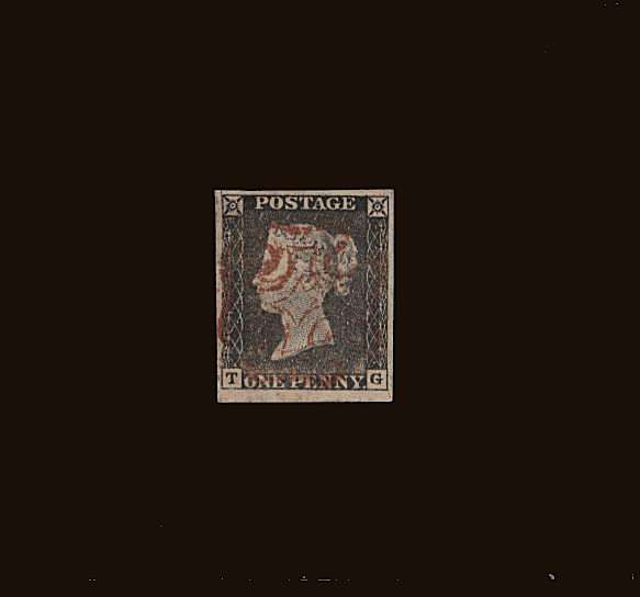 view larger image for SG 2 (1840) - 1d Grey-Black from Plate 1a lettered ''T-G''<br/>
A stunning stamp demonstrating major plate wear with a complete Maltese Cross with four huge to massive margins. Exceptionally fine! 
<br/><b>QQZ</b>