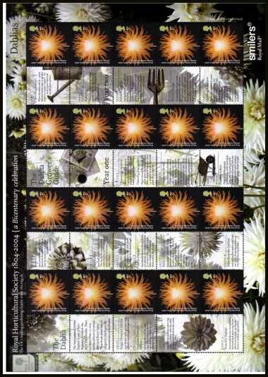 view larger image for SG LS19 (2004) - Royal Horticultural Society Sheet. Dahlias