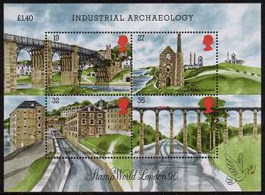 view larger image for SG MS1444 (25 July 1989) - Industrial Archaeology minisheet