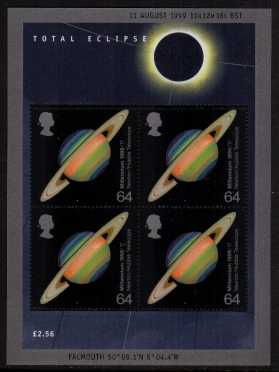 view larger image for SG MS2106 (11 Aug 1999) - Solar Eclipse minisheet