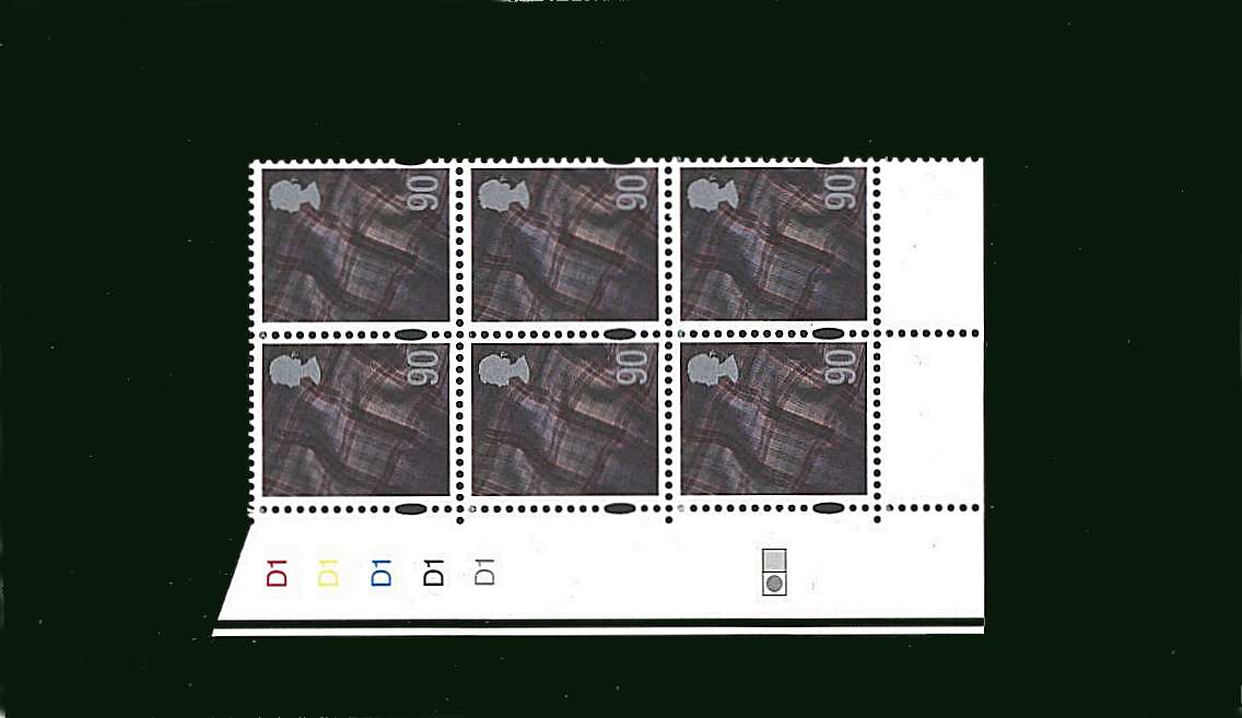 view larger image for SG S123 (31 Mar 2009) - 90p Multicoloured<br/> in a superb unmounted mint cylinder block of six showing Cylinder D1 D1 D1 D1 D1